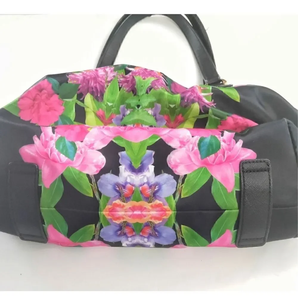 GIANNI BINI SILK FLORAL PRINT SATCHEL HANDBAG SHOULDER BAG FOR DILLARDS